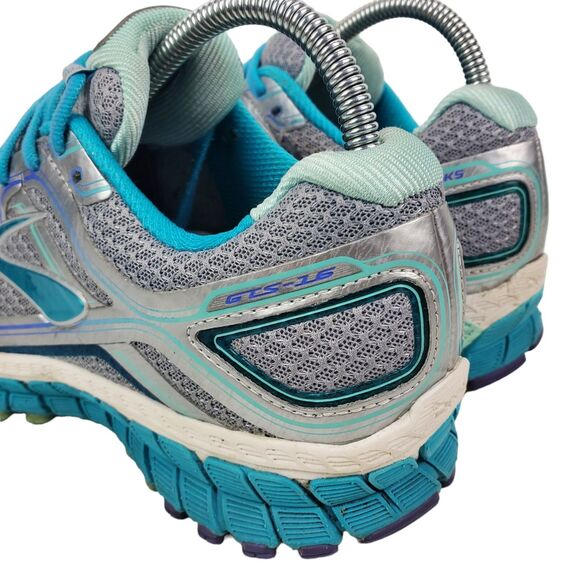 BROOKS Shoes GTS-16 Womens Size 8.5 Silver Blue Running Athletic 1202031B170 - Picture 10 of 13